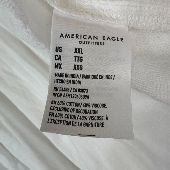 AEO Cotton Blend White Lace Trim Two Tier Elastic Waist Boho Mini Skirt Size XXL - Picture 11 of 15